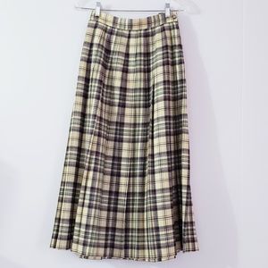 VintageTalbots Worsted Wool Plaid Pleat Maxi Skirt